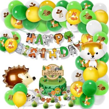 Imagem de Kit Balloon Garland Arch Forest Animal 71 unidades para festa infantil