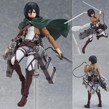 Imagem de Boneco de ação Attack On Titan Levi Mikasa Eren PVC 15cm - Gloome Stor
