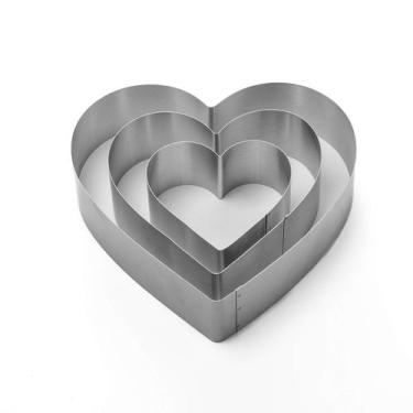 Imagem de Conjunto de anéis para moldes de bolo Maykito Heart em aço inoxidável 