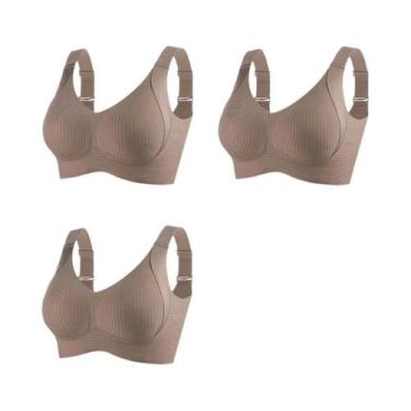 Imagem de Sutiãs Sem Fio Push-up Para Mulheres, 3 Peças, Sem Costura, Ajustáveis