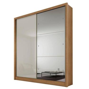 Imagem de Guarda Roupa Solteiro Dante 2 Portas Cumaru 25 Fendi Com Nicho E Espelho - Horizonte