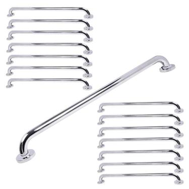 Imagem de Alça Barra Apoio 80cm Inox Kit 14 Uni Banheiro Cadeirante Idoso Deficiente Acessibilidade Casa Hospital Segurança