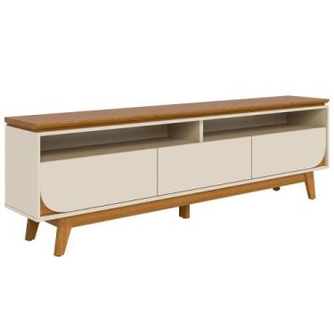 Imagem de Rack Para Sala de Estar TV 75 Pol 200cm Pés Retrô Milene M07 Cinamomo 