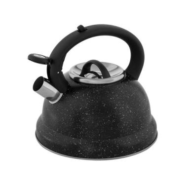 Imagem de Chaleira Brinox 2,7 L com Apito Linha Roma Preto Marble, 2,7L, Preto M