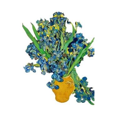 Imagem de Pintura Em Tela Van Gogh Céu Estrelado, Mar De Flores De Íris E Paisag