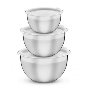 Imagem de Jogo De Potes Tramontina Cucina Aço Inox Com Tampa Plástica 3 Peças
