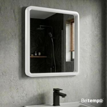 Imagem de Espelho Retangular 50x40cm Moldura Alumínio Banheiro Lavabo Quarto BT5