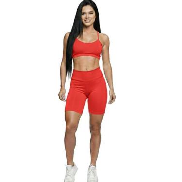Imagem de Conjunto Top Alça Fina e Bermudinha Suplex Vekyo Roupa Para Academia F