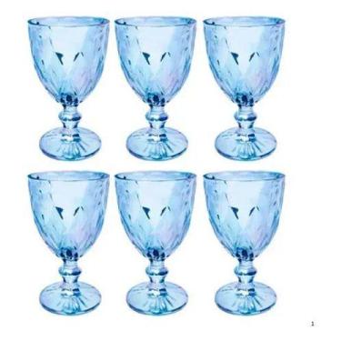 Imagem de Conjunto 6 Taças de Vidro Azul Milbani 330ml - FRATELLI
