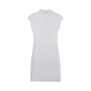 Imagem de Vestido Mini Vintage Feminino De Gola Alta Sem Mangas Em Malha Elástic