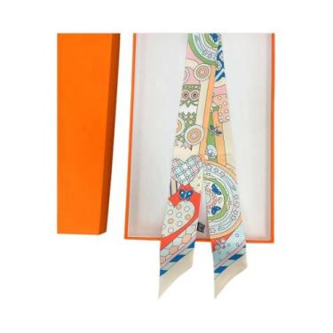 Imagem de Lenço De Seda Versátil Para Mulheres 5x90cm, Decorativo, Longo, Para E