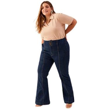 Imagem de Calça Feminina Jeans, Flare, Plus Size, Cintura Alta - Izzat Jeans, 48