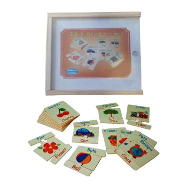 Imagem de Brinquedo Educativo Alfabeto Ilustrado em Inglês 54 Peças em MDF para Aprendizado Infantil Sonho de Criança