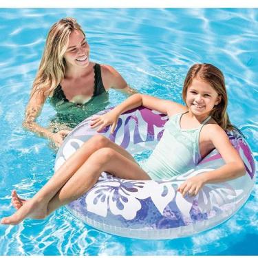 Imagem de Boia redonda inflável para Piscina. Modelo Circular grande Flor 91cm I