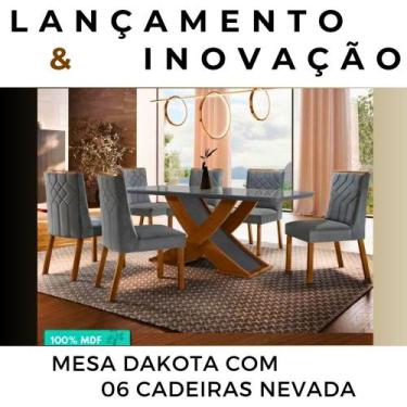 Imagem de Mesa dakota com 6 cadeiras nevada - Rufato