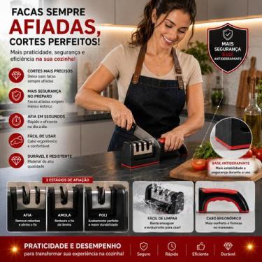 Imagem de Afiador e Amolador de Facas e Tesouras 4 em 1 Profissional - ETB Sport