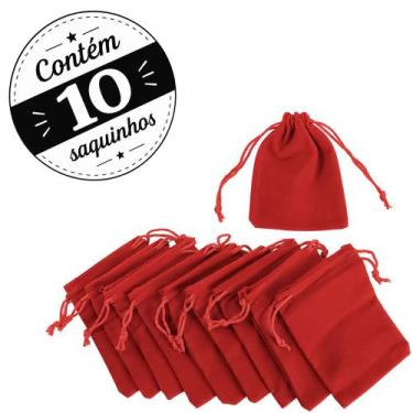 Imagem de 10 Saquinhos de Veludo 8x10 Cm - Rei Dos Estojos, Vermelho