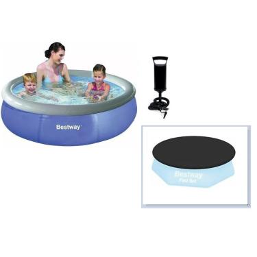 Imagem de Piscina Bestway 1000 Litros Inflável 12560 com Bomba de Inflar e Capa