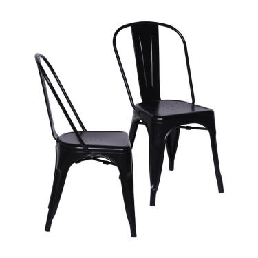 Imagem de Kit 02 Cadeiras Boxbit Titan Tolix Estrutura em Aço com Pintura Epoxi Preta