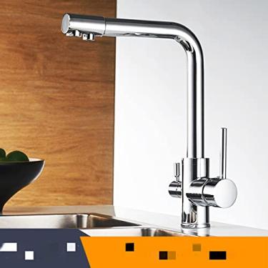 Imagem de Torneiras de cozinha de filtro torneira misturadora montada no convés 360 rotação com purificação de água características torneira misturadora guindaste para cozinha, cromo, china