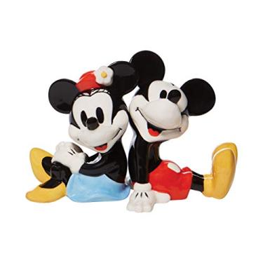 Imagem de Enesco Disney Ceramics Conjunto de saleiro e pimenteiro sentado Mickey e Minnie Mouse, 8 cm, multicolorido