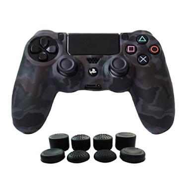 Imagem de Hikfly Silicone Gel Controller Cover Skin Protector Compatible with Sony PlayStation 4 PS4/PS4 Slim/PS4 Pro Controller (1X Camouflage Cover with 8 x FPS Pro Thumb Grip Caps)(Grey)