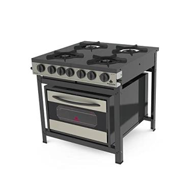 Imagem de Fogão Industrial com Forno PRGE-402 F Gourmet Progás Tampo Esmaltado Preto e Aço Inox