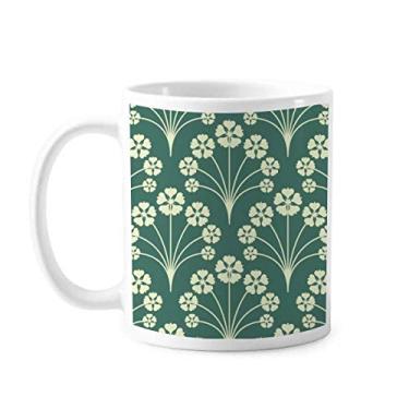 Imagem de Caneca decorativa verde branca flor flor cerâmica copo de porcelana café louça