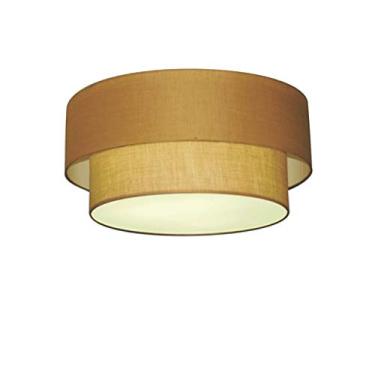 Imagem de Plafon Duplo Cilíndrico Cúpula Tecido 25/50x40 cm, Vivare Iluminação, Plafon3017 LP, Palha, Médio