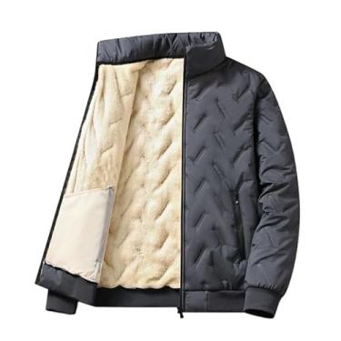 Imagem de nonono HM Jaqueta masculina grossa outono inverno jaqueta masculina lã de cordeiro quente impermeável jogging casual casaco masculino moda solta cinza Parke jaqueta 1, Cinza, 3G