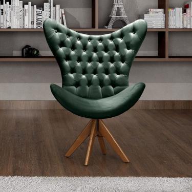 Imagem de Poltrona Alice Egg Capitonê Cadeira Botonê Giratória Recepção, Escritório Verde