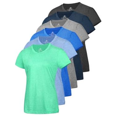Imagem de URATOT Camisetas femininas de ginástica atléticas de manga curta com absorção de umidade, camisetas de treino para mulheres, Preto, cinza claro, ciano, azul royal, azul, verde claro, XXG