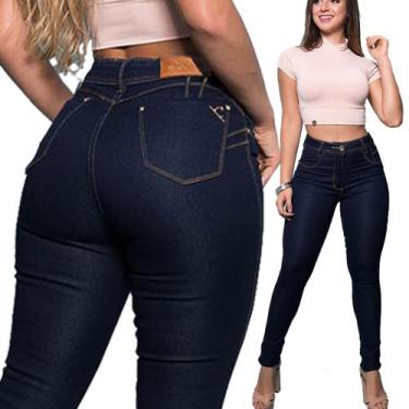 Imagem de Calça Jeans Feminina com Lycra Modelagem Colada ao Corpo Levanta Bumbu