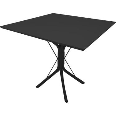 Imagem de Mesa Jantar 70cm Mdf Quadrada Base Apoio 4 Ana Metal - Jthome, Preto, 