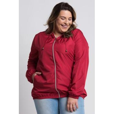 Imagem de Jaqueta Feminina Plus Size Corta Vento Sem Forro - Serena, Vermelho, G