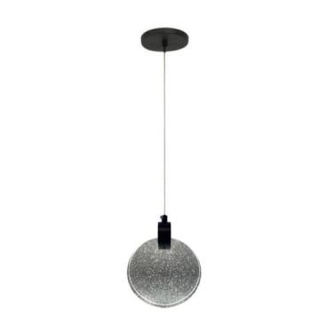Imagem de Lustre Pendente Disco Bolhas Cristal Preto LED 6W 15cm 3000K Bivolt - 