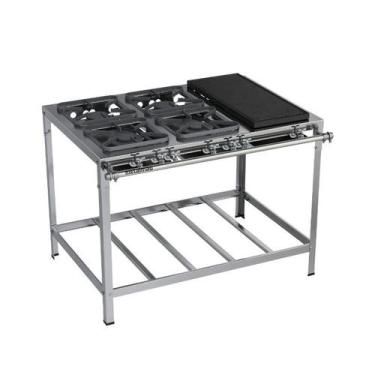 Imagem de Fogão Industrial 4 Bocas 30x30 Inox Chapa Top Metalmaq