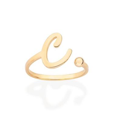 Imagem de Anel Rommanel Letra Ajustável Folheado a Ouro 513440, Dourado, 14