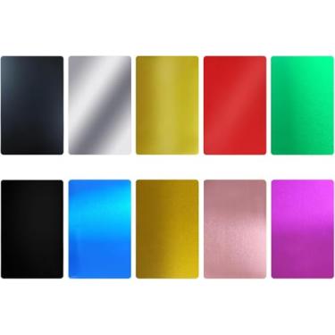 Imagem de FONLAND 100 PCS cartões de visita metal de alumínio em branco cartão nome placa de alumínio anodizado para máquina de gravação laser, casa, escritório, cartões DIY para clientes presentes, 10 cores