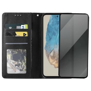 Imagem de Capa Capinha Carteira Flip e Película 3d Privacidade Anti Spy Compatível Samsung Galaxy M35