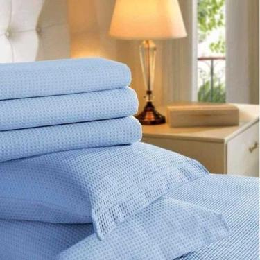 Imagem de Colcha Solteiro Teka Genova Piquet Favo Azul Claro 100% Algodão