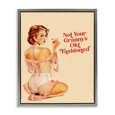 Imagem de Stupell Industries Not Your Granny's Old Fashioned Framed Floater Canvas Wall Art Design by The Whiskey Ginger, Moldura Flutuante Cinza, 25 x 31