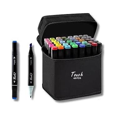 Imagem de Estojo Caneta Marcador Touch para Colorir Desenho Boobie Goods Profissional, Ponta Dupla, Codificados por Cores, Caixa de Bônus marcadores artisticos, Canetinha Coloridas para Boobie Goods (48 Cores)