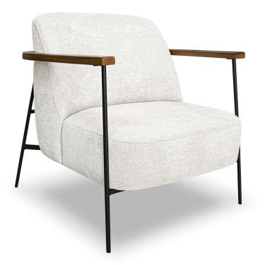 Imagem de Poltrona Para Sala Pés Metálicos Ellen S06 Boucle Branco - Mpozenato