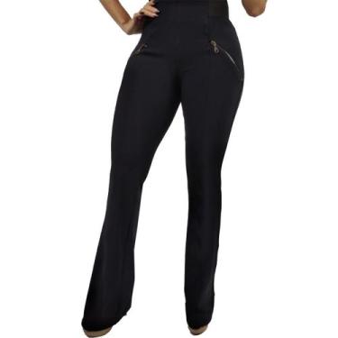 Imagem de Calça flare feminina com zíper  Luciana Schobiner, Preto, GG