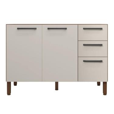 Imagem de Balcão com Tampo e 2 Portas Riga Nogueira Off White