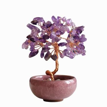 Imagem de DUKIZA Decoração De Árvore Da Vida Com Cristal Ametista, Pedra Roxa Para Árvores Cura, Artesanal Casa (Ametista)