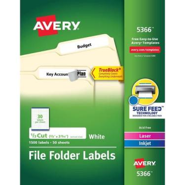 Imagem de Etiquetas de pasta de arquivos AVERY AVE5366 Permanent Self-Adhesive