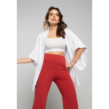 Imagem de Kimono Canelado Branco Salvatore Fashion, Branco, M