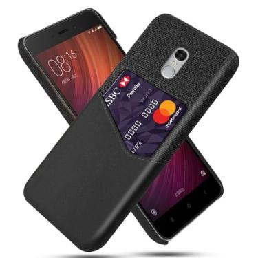 Imagem de Capa para Xiaomi Redmi Note 4,Tela e tampa de couro PU,Antideslizante,360°cobertura completa à prova de choque com 1 slot de cartão atrás,Prevenção de queda-Black